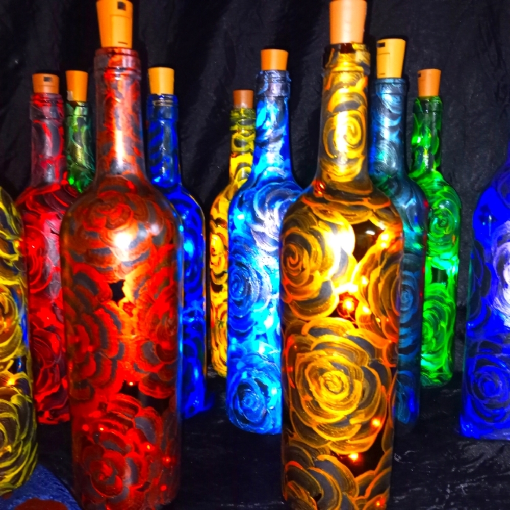 Rose Bottle Lamps